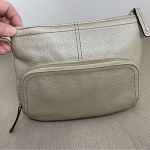 LIGHT GOLD GENUINE LEATHER CROSSBODY ORGANIZER BAG